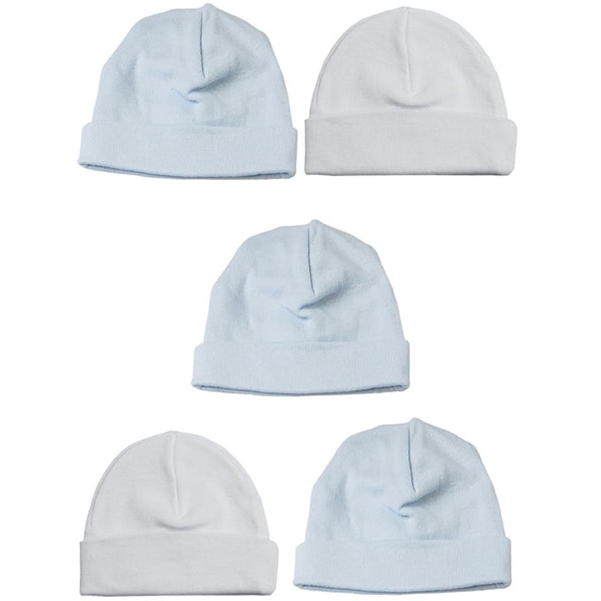 Picture of Bambini LS-0498 Boys Baby Caps&#44; Blue & White - One Size - 5 per Pack