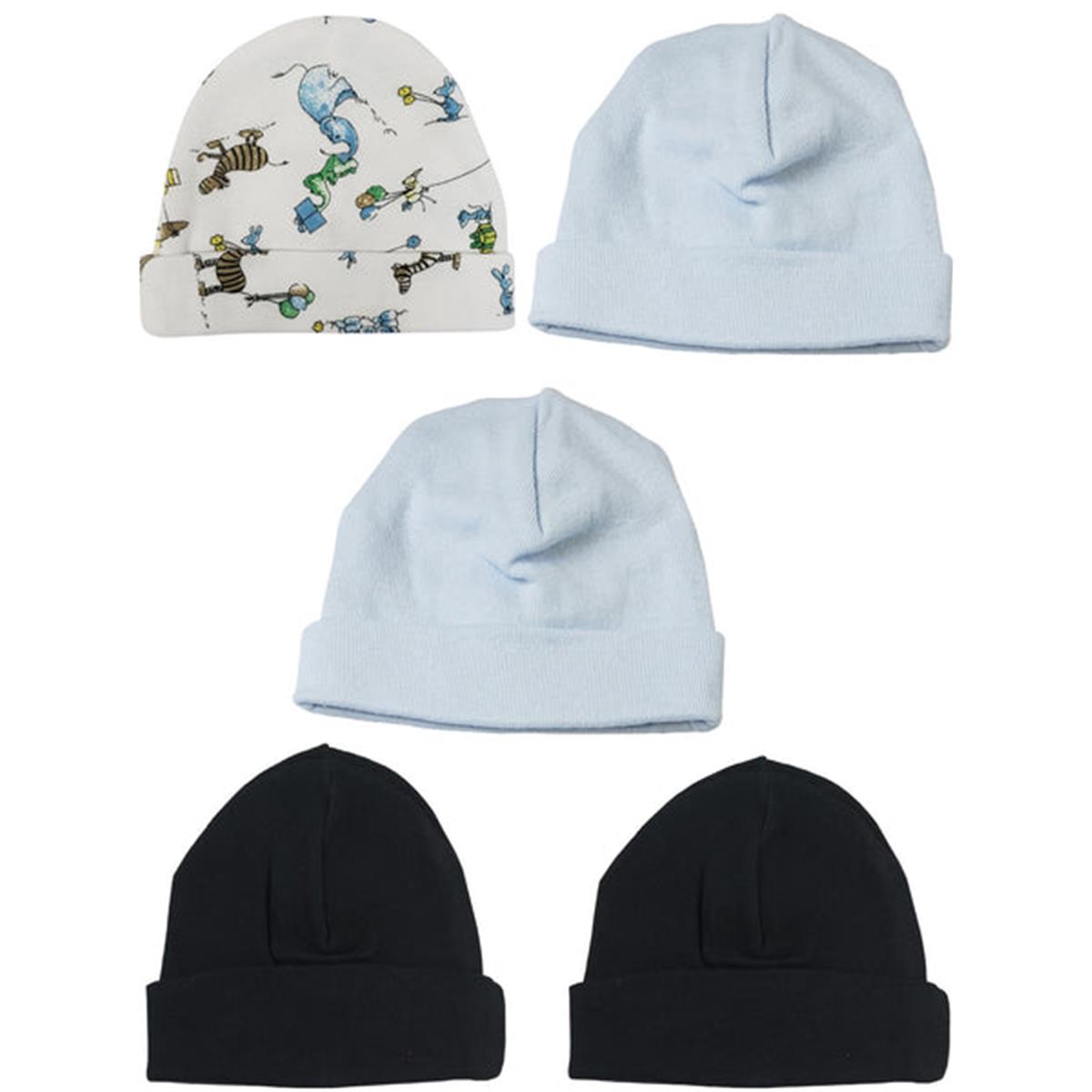 Picture of Bambini LS-0500 Boys Baby Caps - Blue&#44; Black & Print - One Size - 5 per Pack