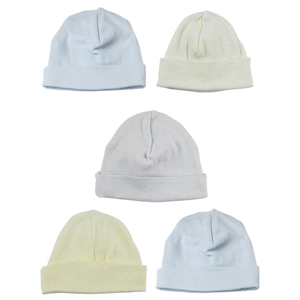 Picture of Bambini LS-0504 Boys Baby Caps - Blue&#44; White & Yellow - One Size - 5 per Pack