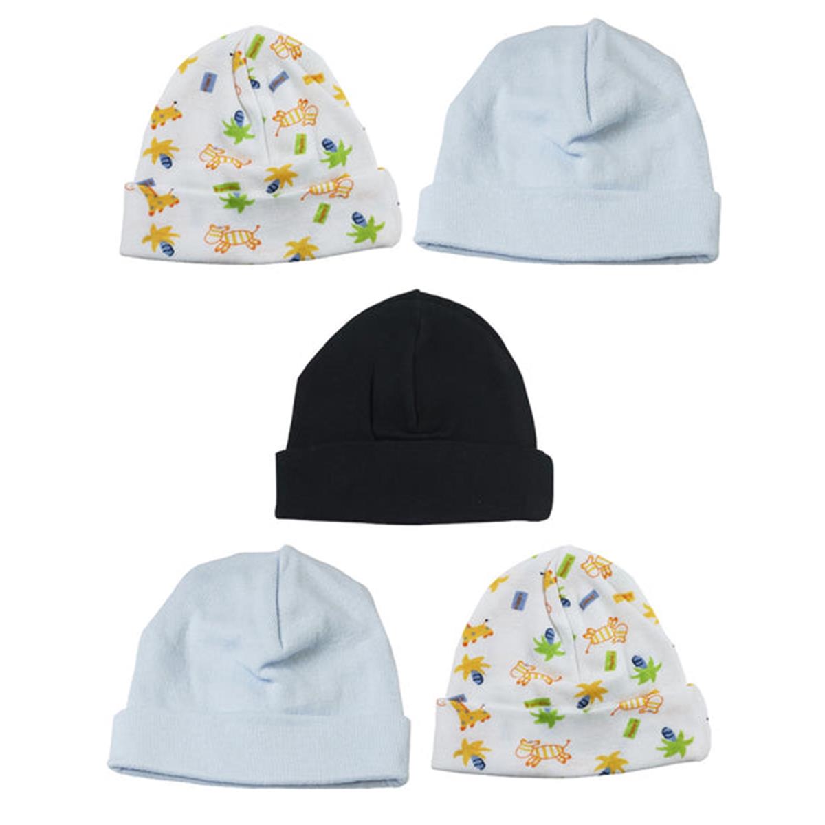 Picture of Bambini LS-0506 Boys Baby Caps - Blue&#44; Black & Print - One Size - 5 per Pack