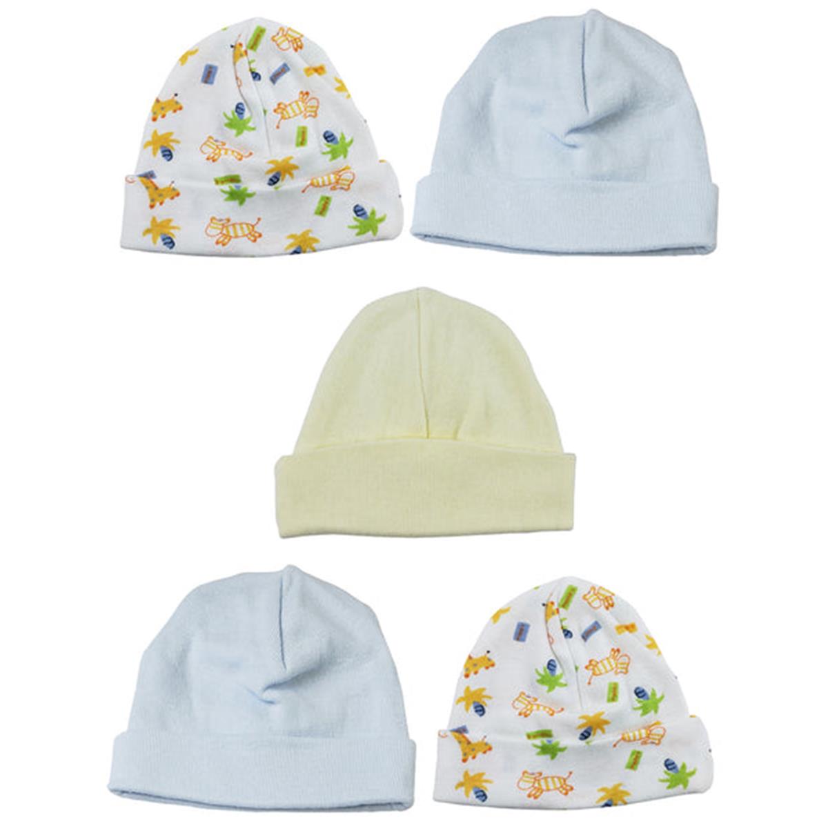 Picture of Bambini LS-0507 Boys Baby Caps - Blue&#44; Yellow & Print - One Size - 5 per Pack