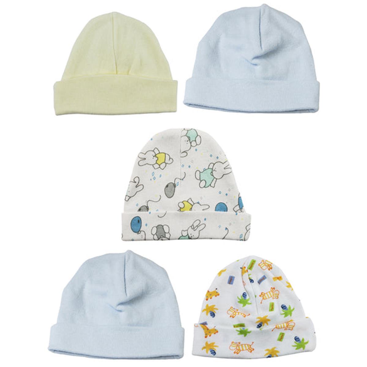 Picture of Bambini LS-0508 Boys Baby Caps - Blue&#44; Yellow & Print - One Size - 5 per Pack