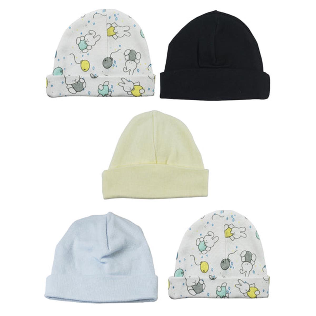 Picture of Bambini LS-0510 Boys Baby Caps - Blue&#44; Black&#44; Yellow & Print - One Size - 5 per Pack