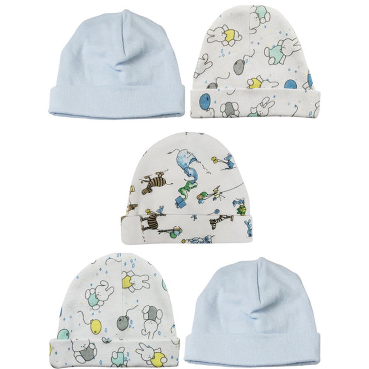 Picture of Bambini LS-0511 Boys Baby Caps&#44; Blue & Print - One Size - 5 per Pack