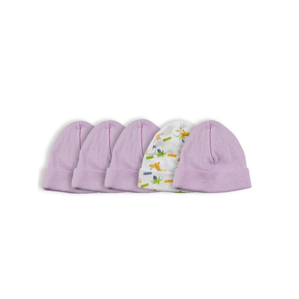 Picture of Bambini LS-0516 Girls Baby Cap&#44; Pink & Print - One Size - 5 per Pack