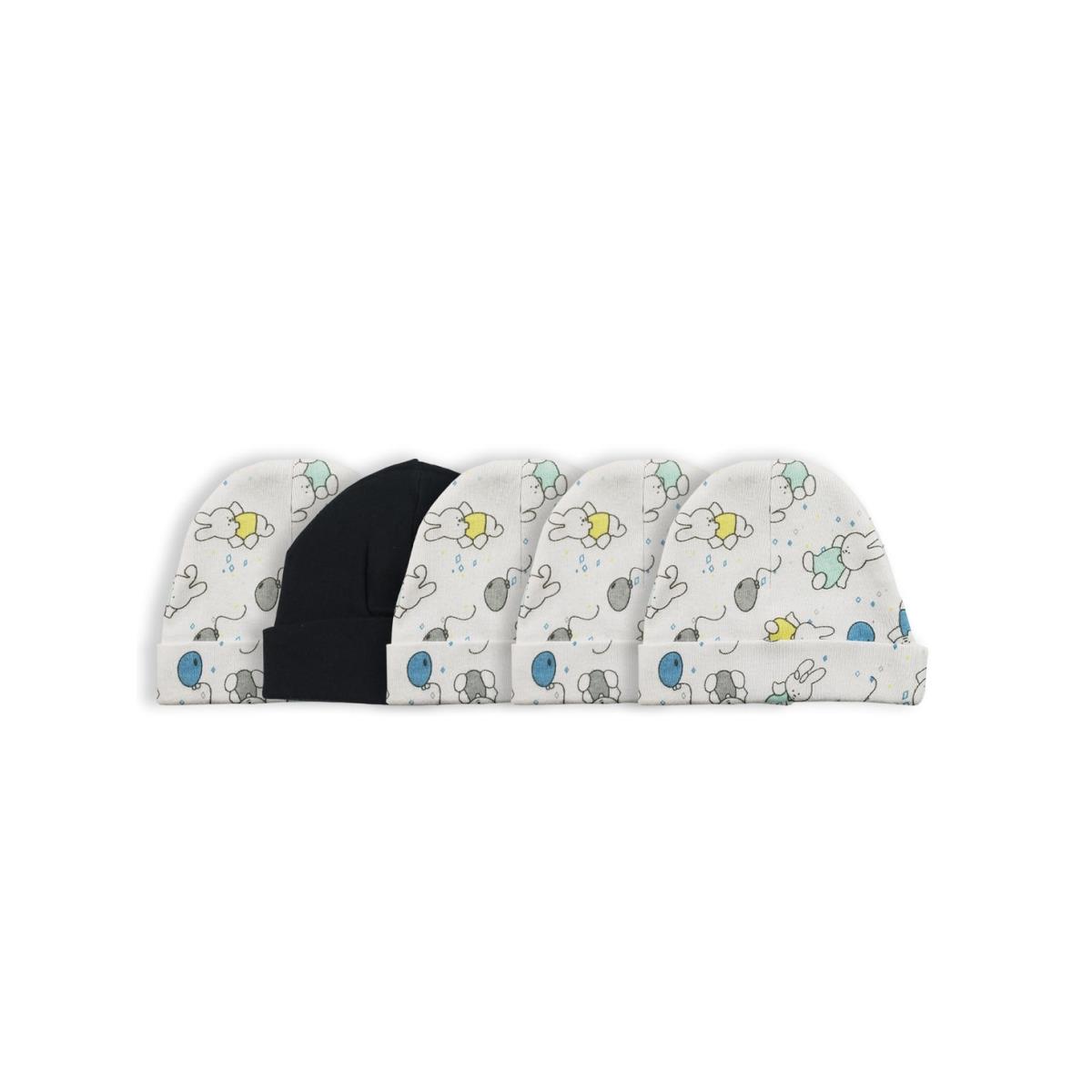 Picture of Bambini LS-0517 Baby Cap&#44; Black & Print - One Size - 5 per Pack