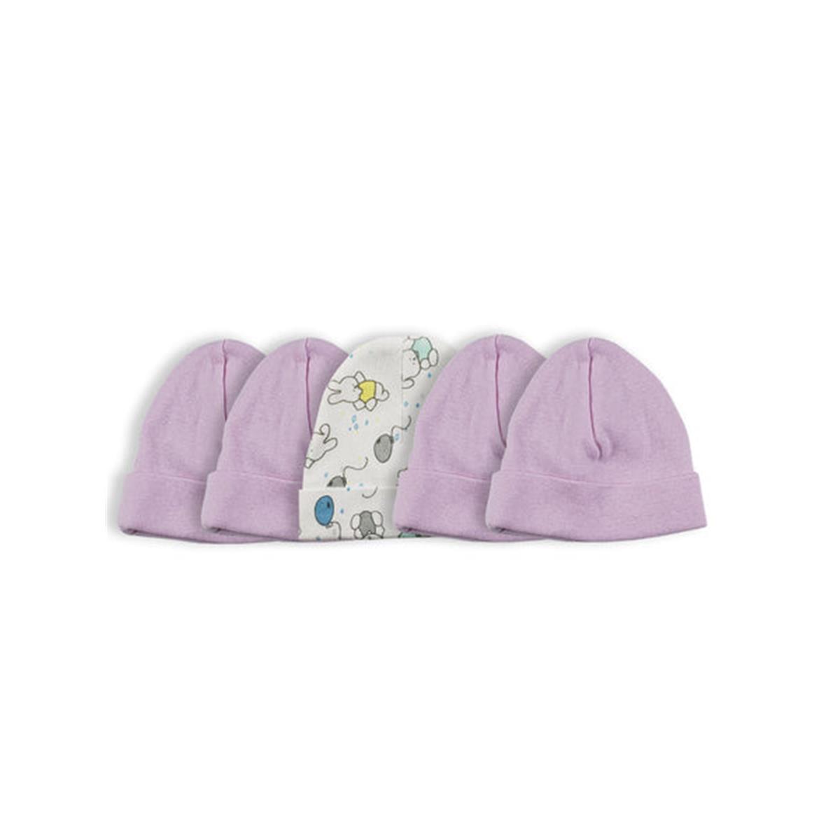 Picture of Bambini LS-0520 Girls Baby Cap&#44; Pink & Print - One Size - 5 per Pack