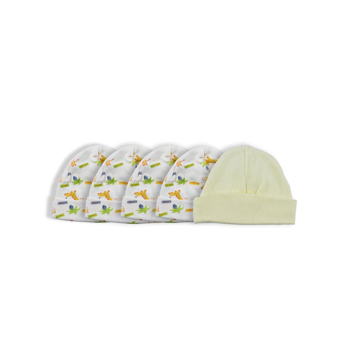 Picture of Bambini LS-0522 Baby Cap&#44; Print & Yellow - One Size - 5 per Pack