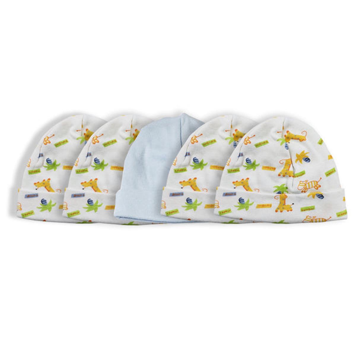 Picture of Bambini LS-0523 Boys Baby Caps&#44; Blue & Print - One Size - 5 per Pack