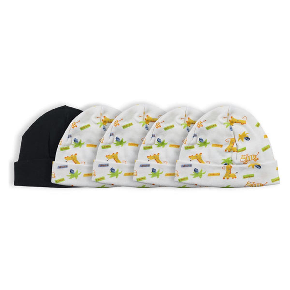 Picture of Bambini LS-0525 Baby Cap&#44; Black & Print - One Size - 5 per Pack