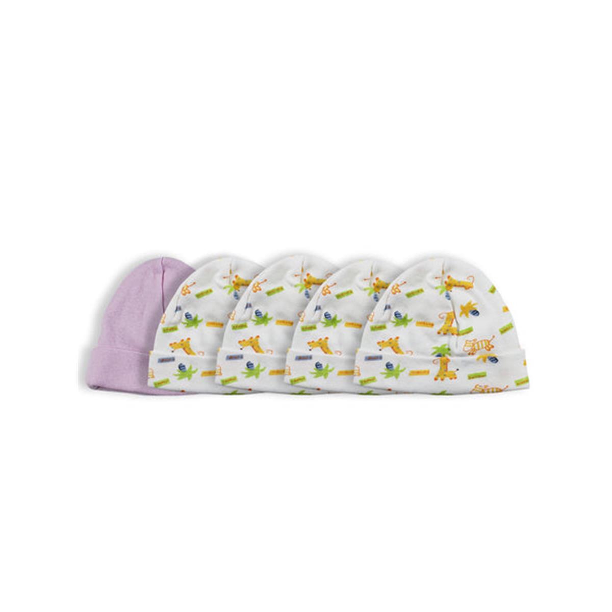 Picture of Bambini LS-0526 Girls Baby Cap&#44; Pink & Print - One Size - 5 per Pack
