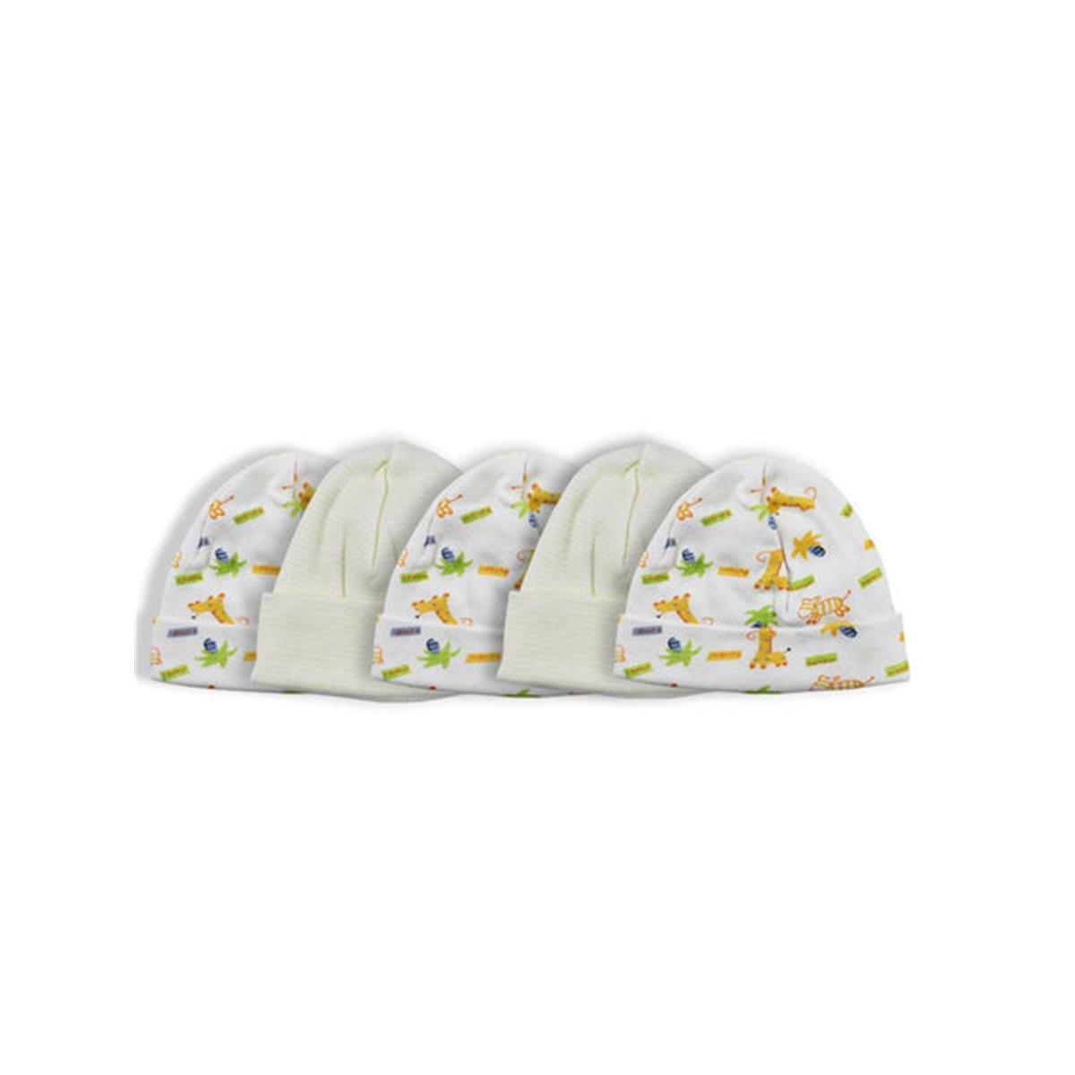 Picture of Bambini LS-0527 Baby Cap&#44; White & Print - One Size - 5 per Pack