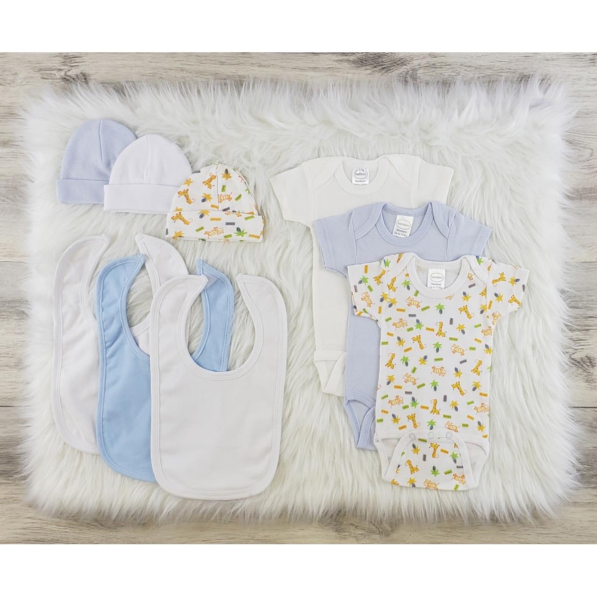 LS-0553M Layette Baby Clothes Set, White & Blue - Medium - Pack of 3