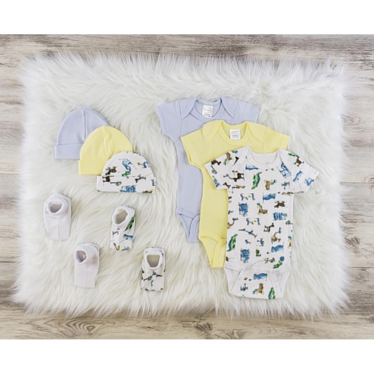 LS-0554M Layette Baby Clothes Set - White, Blue & Yellow - Medium - Pack of 3