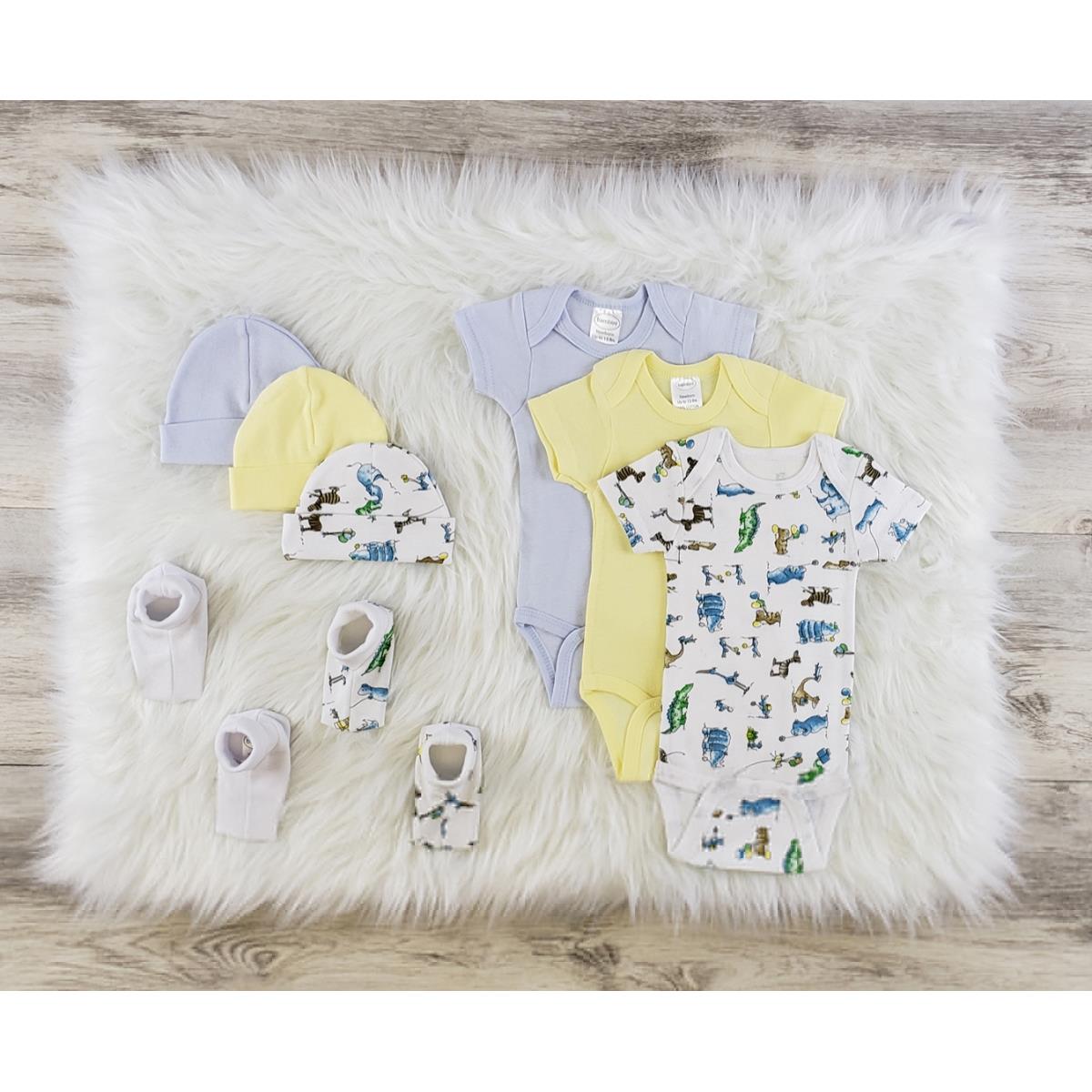 LS-0554S Layette Baby Clothes Set - White, Blue & Yellow - Small - Pack of 3