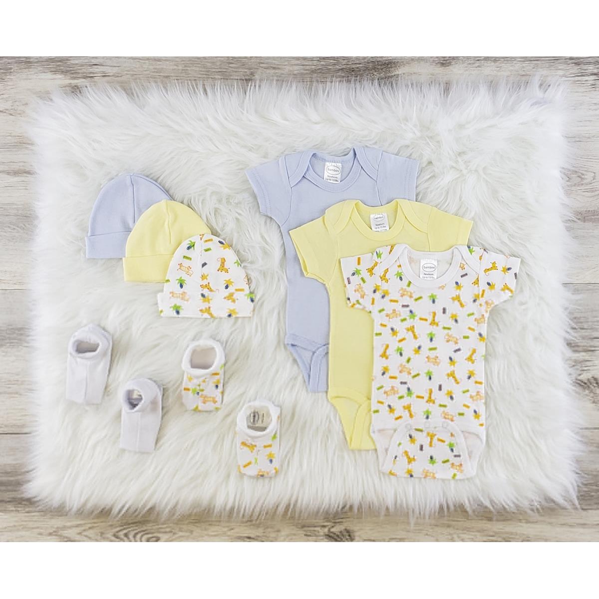 LS-0555M Layette Baby Clothes Set - White, Blue & Yellow - Medium - Pack of 3