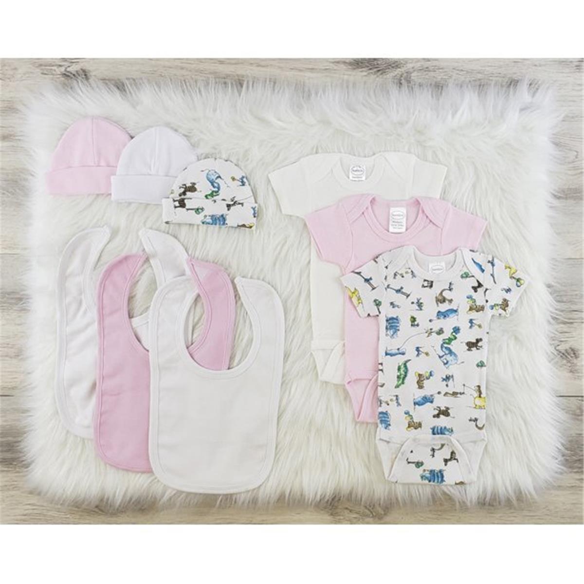 LS-0561M Layette Baby Clothes Set, White & Pink - Medium - Pack of 3