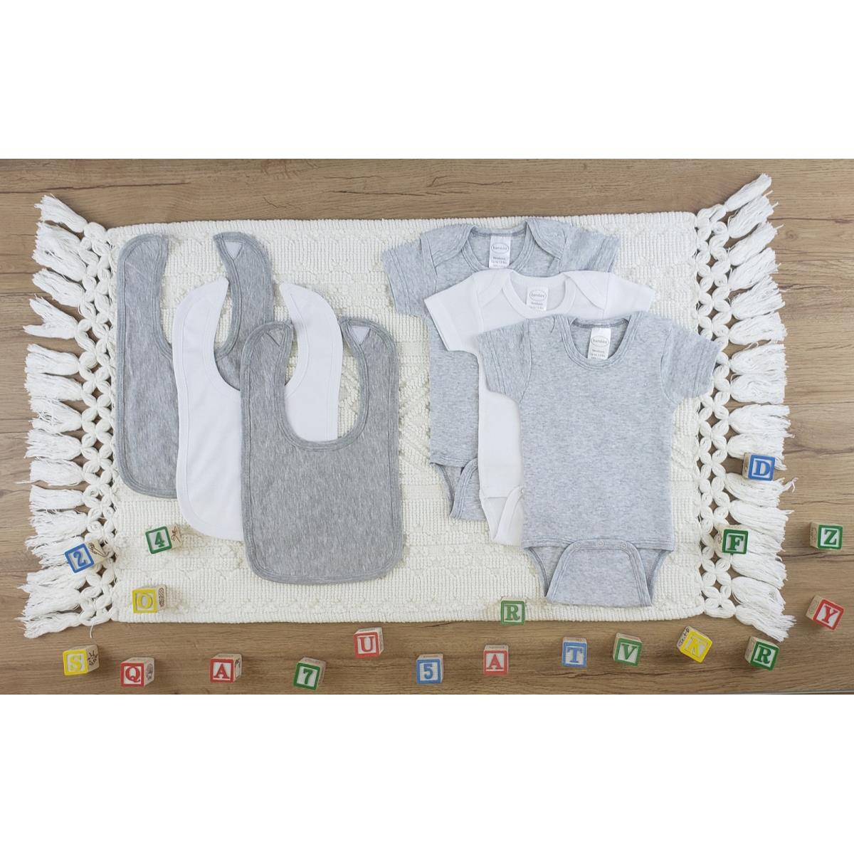 LS-0568L Layette Baby Clothes Set, Grey & White - Large