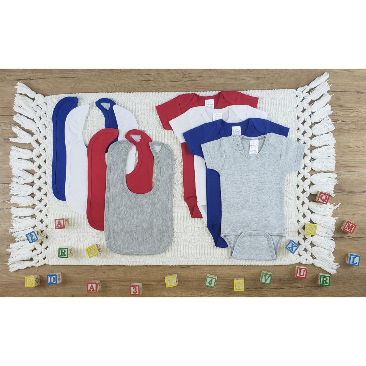 LS-0570M Layette Baby Clothes Set - White, Red, Blue & Grey - Medium