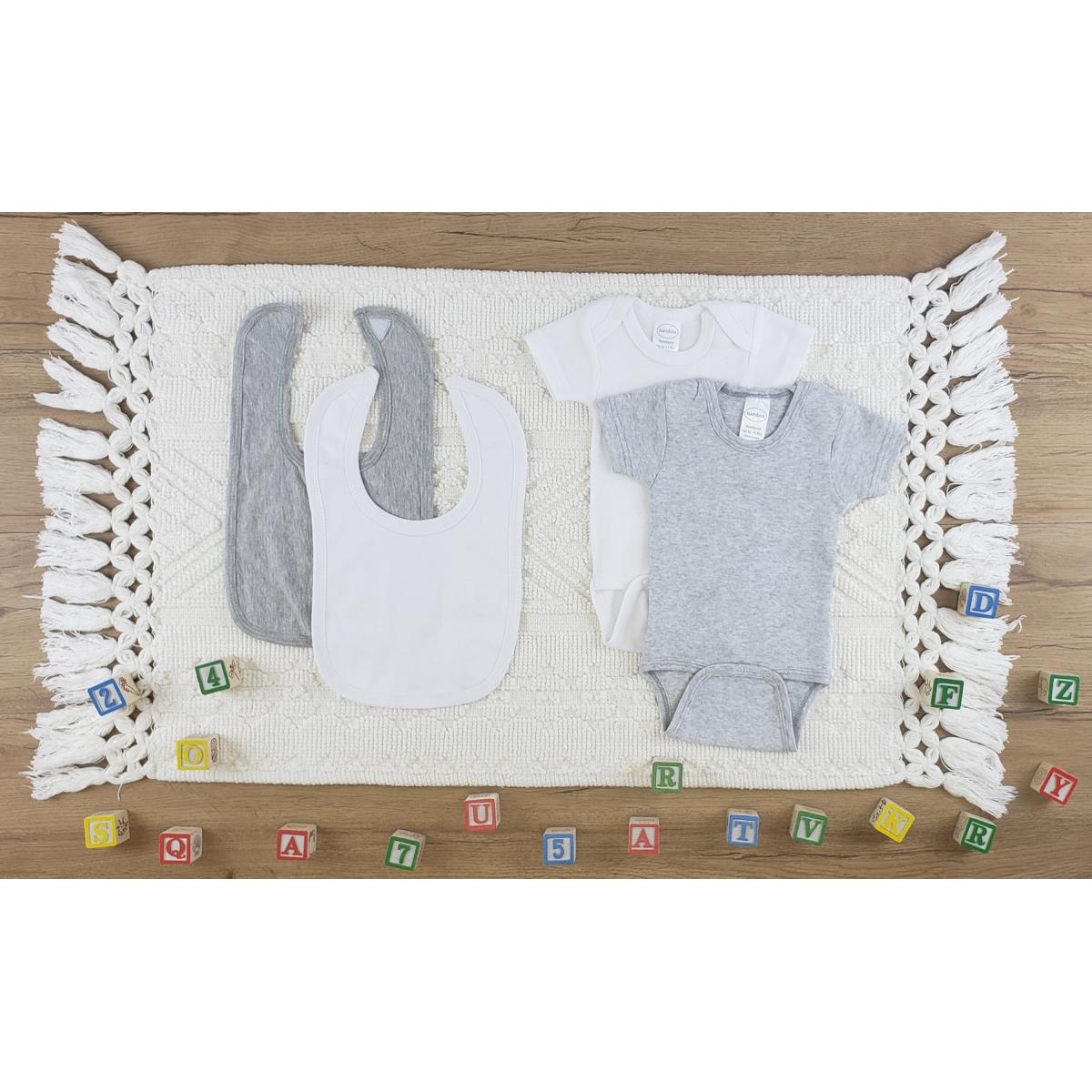 LS-0571NB Layette Baby Clothes Set, White & Grey - Newborn
