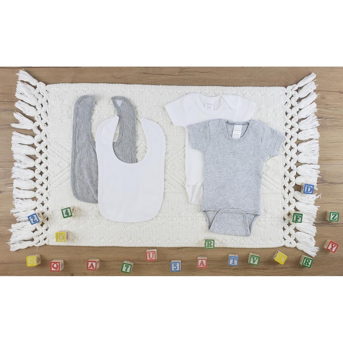 LS-0571S Layette Baby Clothes Set, White & Grey - Small
