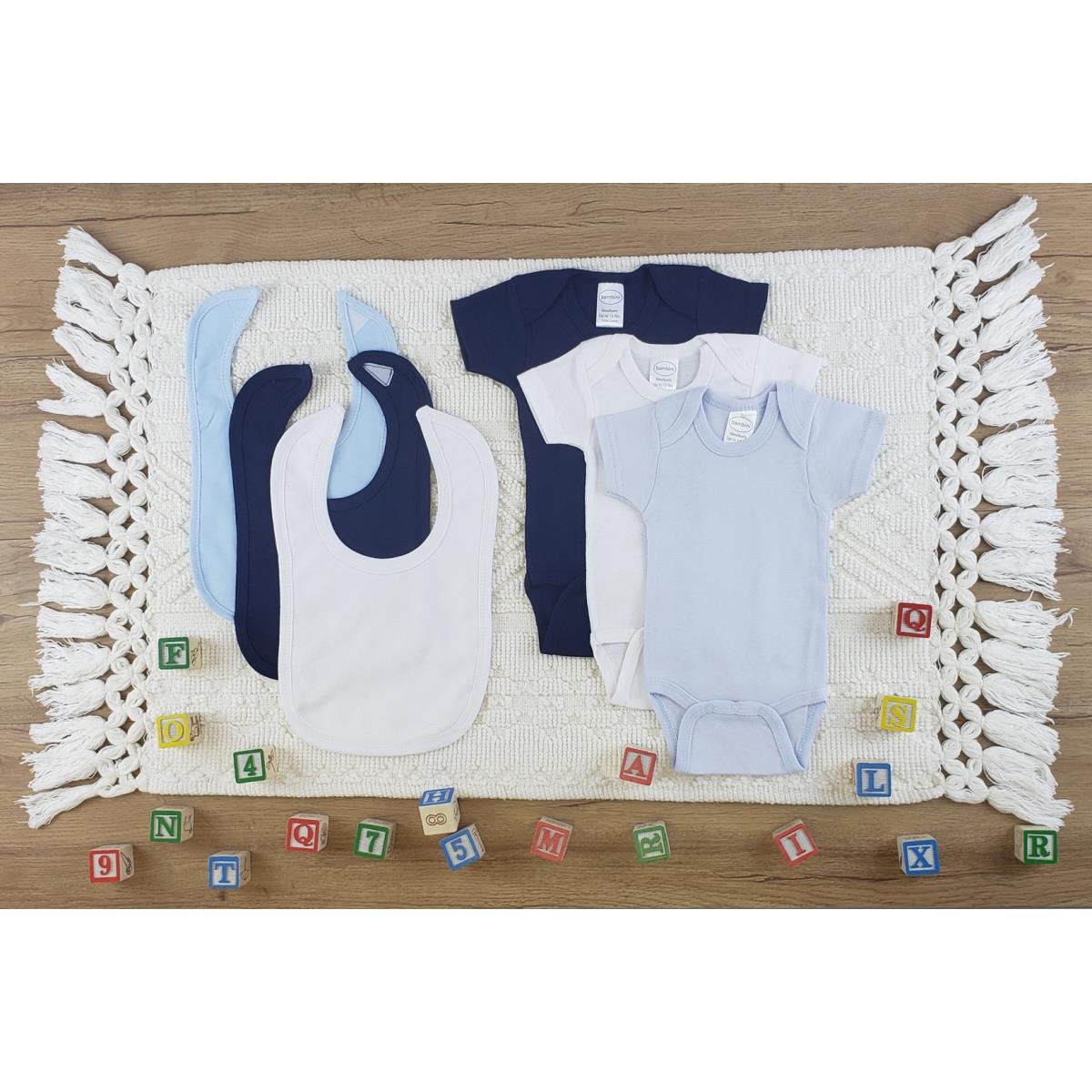 LS-0573M Layette Baby Clothes Set - White, Navy & Blue - Medium