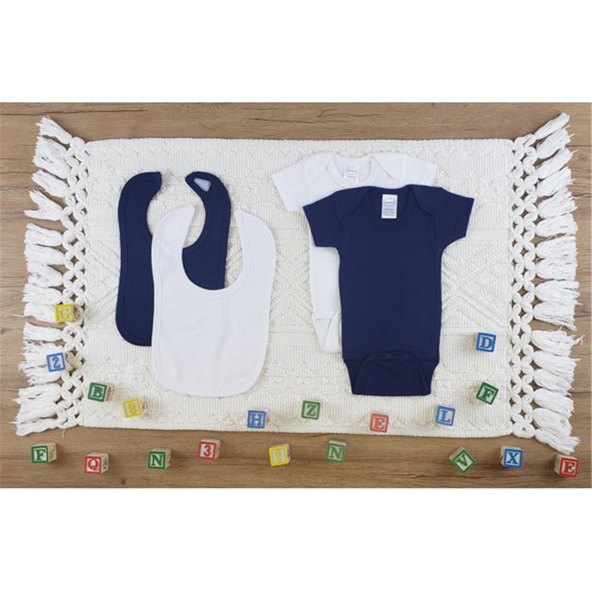LS-0575M Layette Baby Clothes Set, White & Navy - Medium