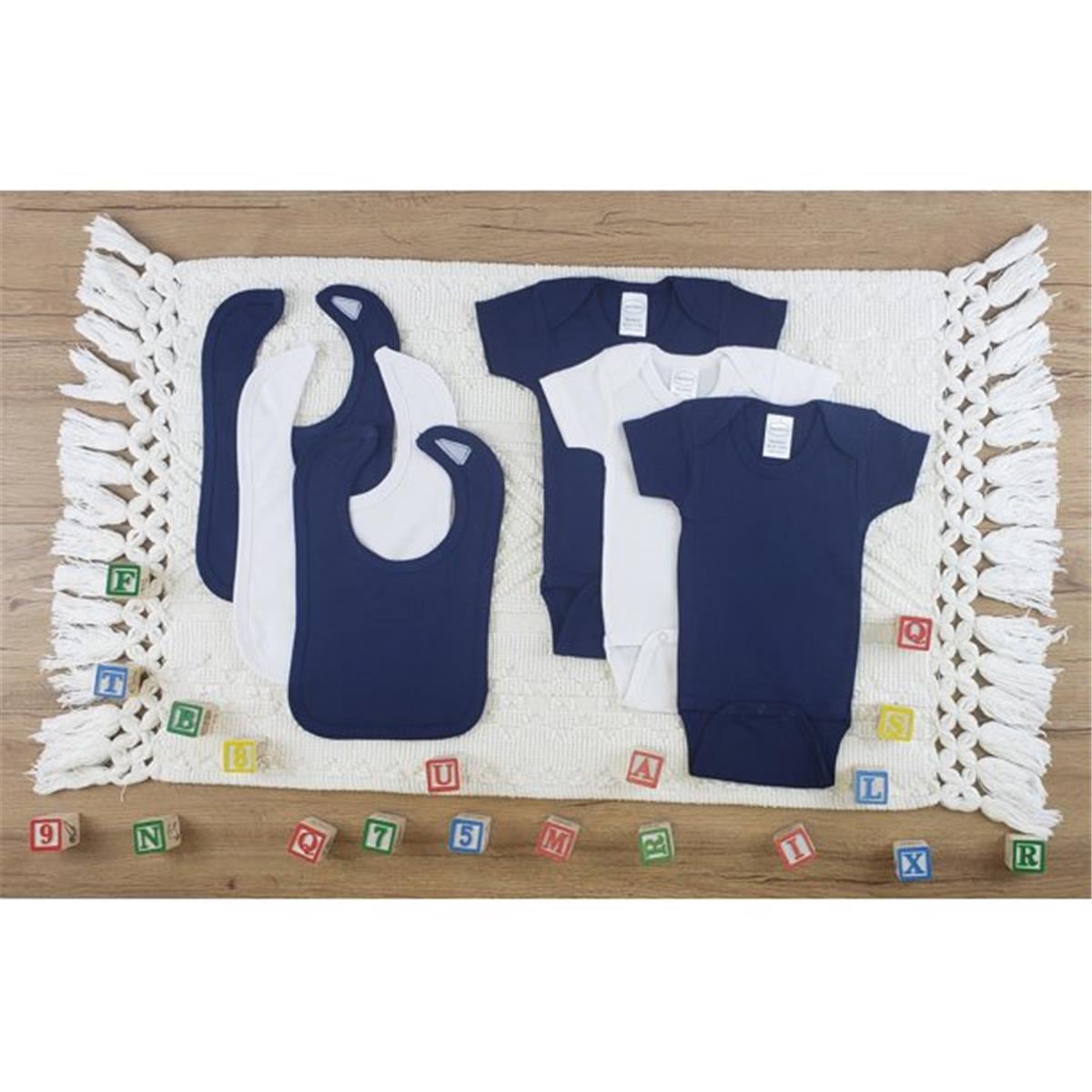 LS-0578M Layette Baby Clothes Set, White & Navy - Medium