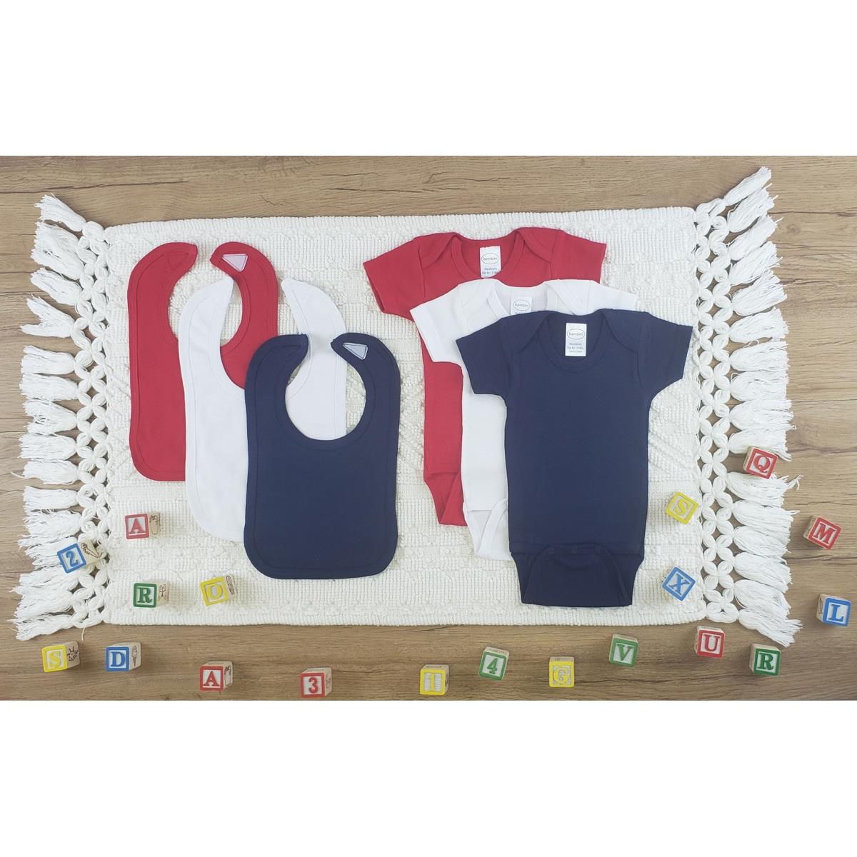LS-0579S Layette Baby Clothes Set - White, Navy & Red - Small