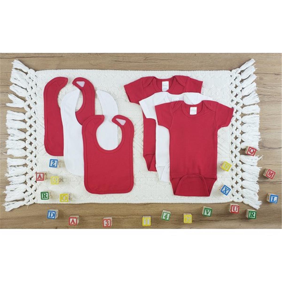 LS-0580NB Layette Baby Clothes Set, White & Red - Newborn