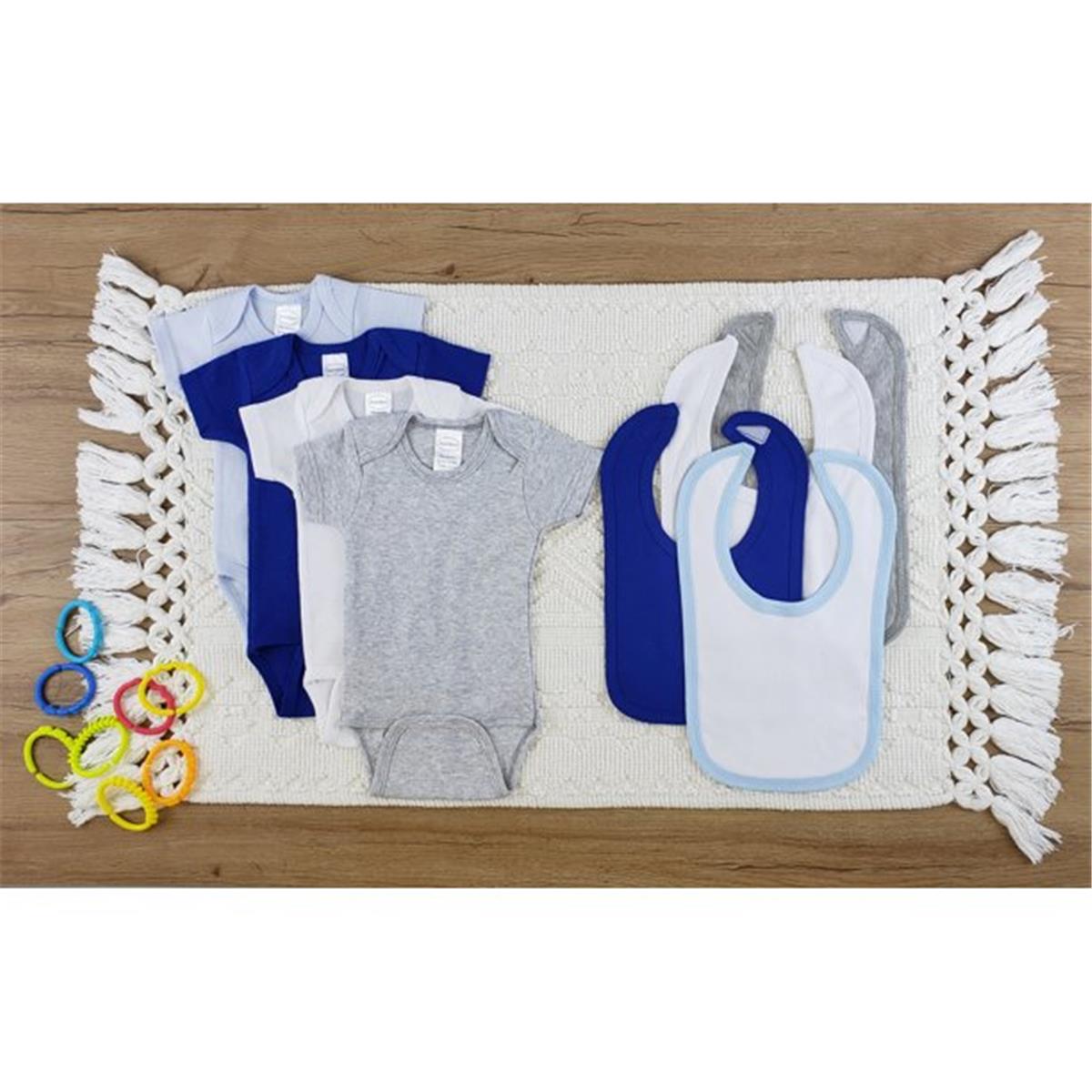 LS-0582S Layette Baby Clothes Set - White, Blue, Navy & Grey - Small