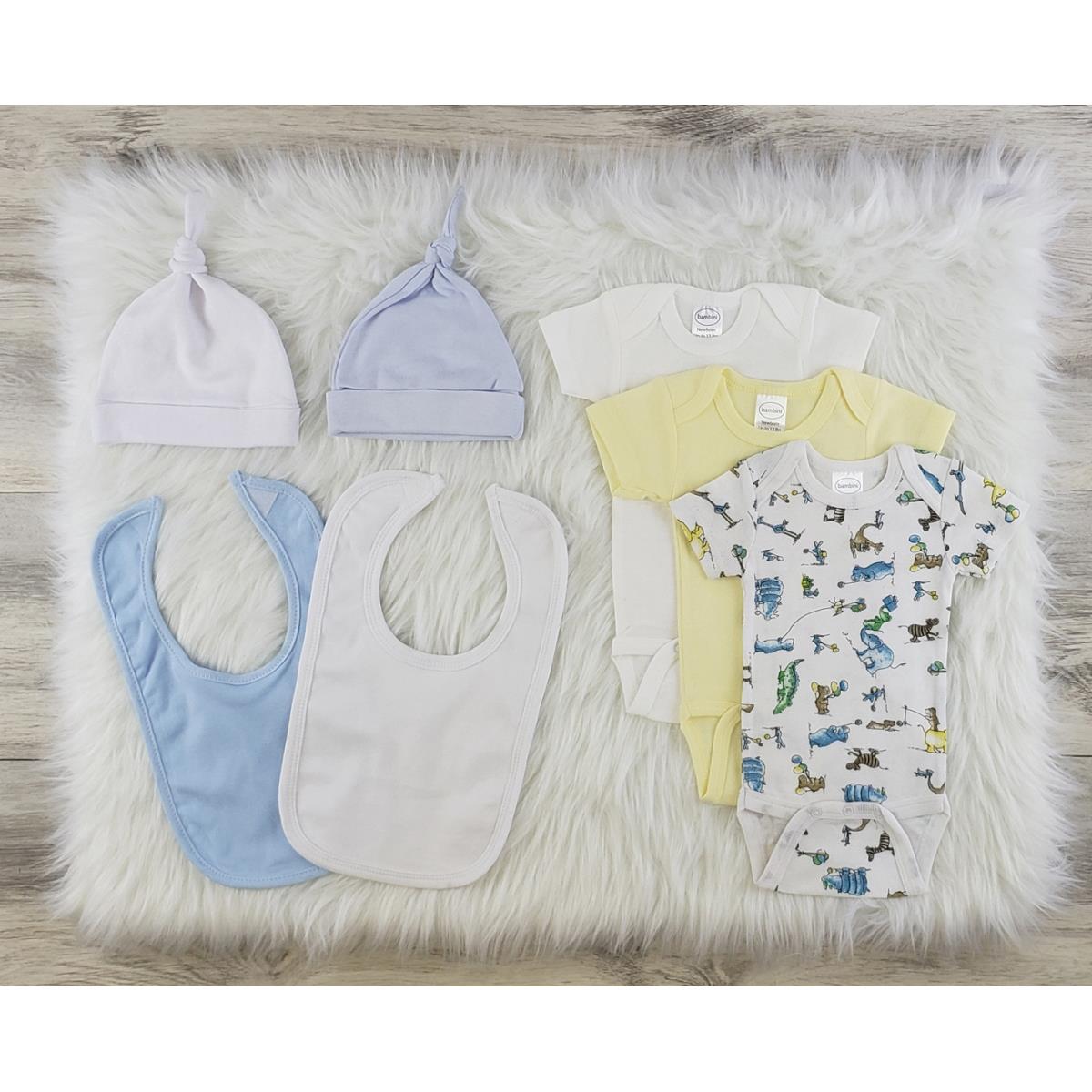 LS-0583S Layette Baby Clothes Set - White, Blue & Yellow - Small - Pack of 3