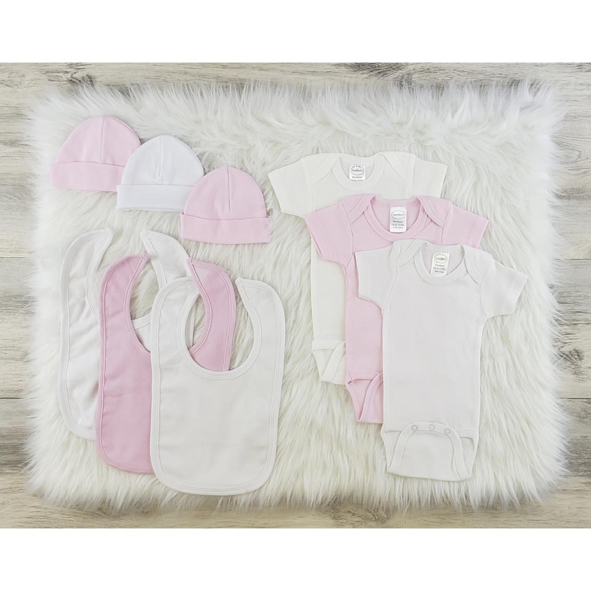 LS-0588L Layette Baby Clothes Set - White, Pink & White - Large