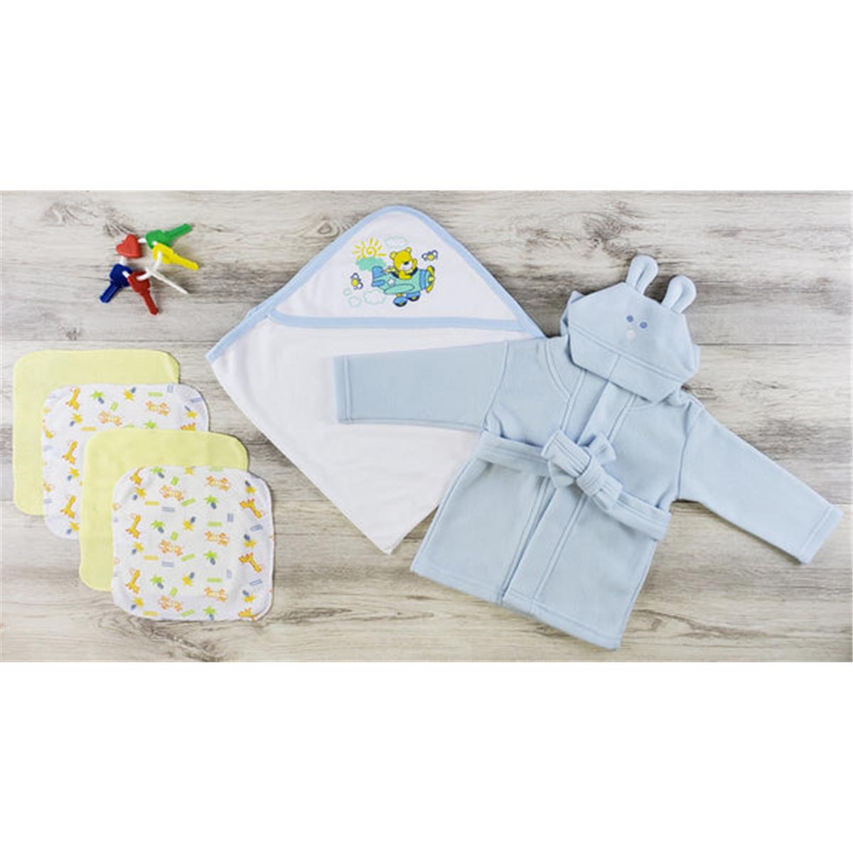 Picture of Bambini LS-0618 Hooded Towel&#44; Hats & Wash Cloths&#44; Blue & Yellow - Newborn