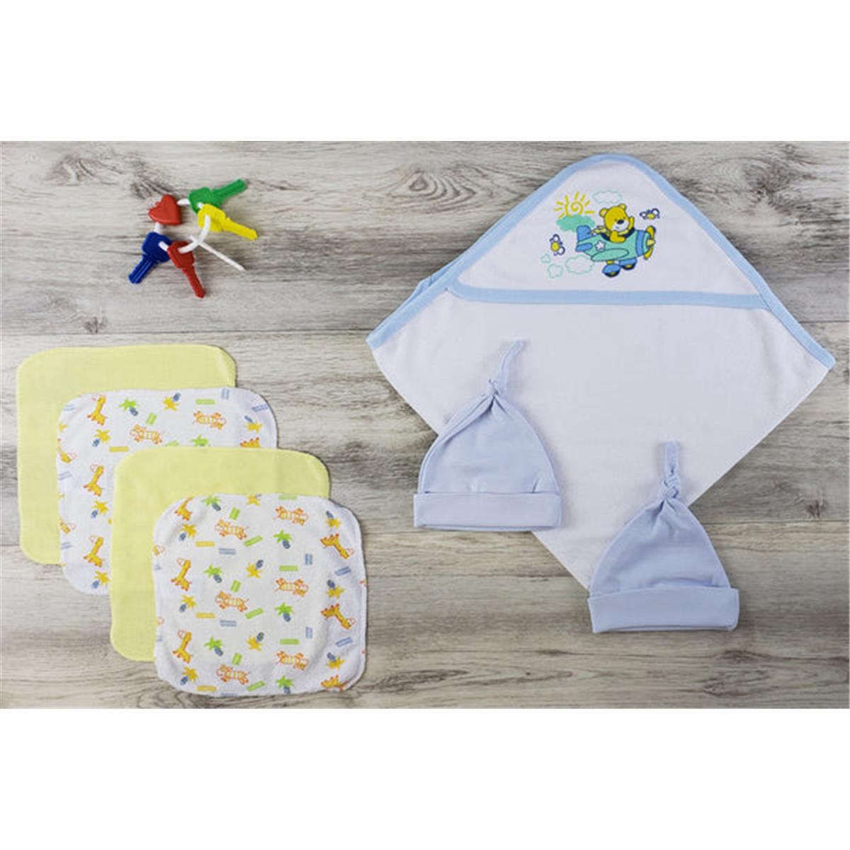 Picture of Bambini LS-0619 Hooded Towel&#44; Hats & Wash Cloths&#44; Blue & Yellow - Newborn