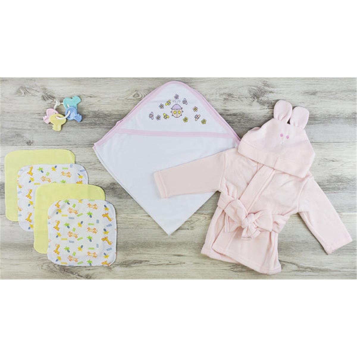 Picture of Bambini LS-0624 Hooded Towel&#44; Wash Cloths & Robe&#44; Yellow & Pink - Newborn