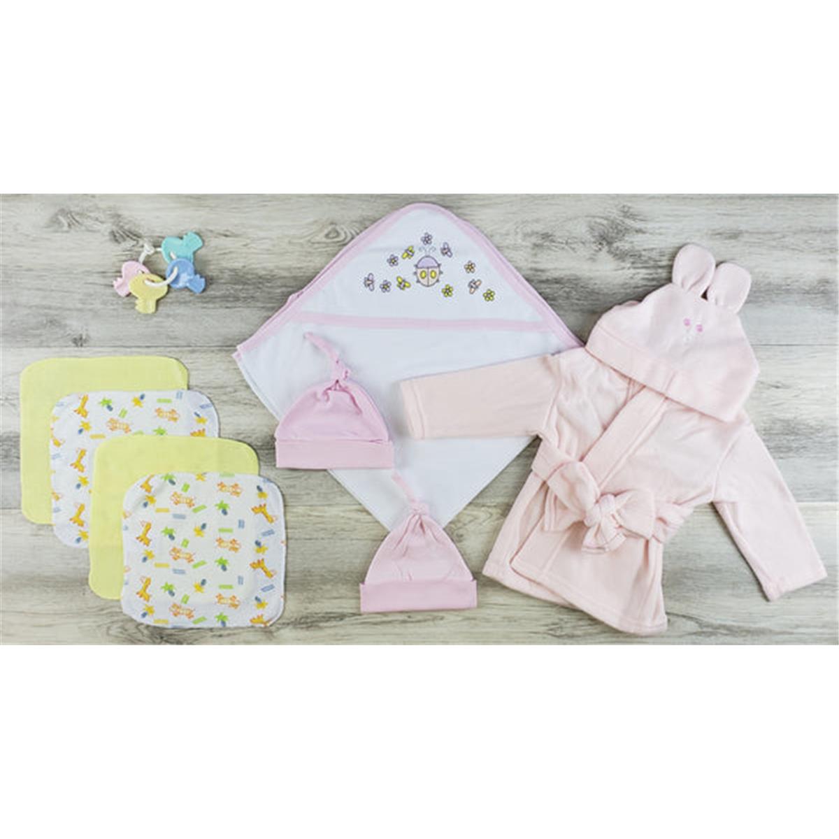 Picture of Bambini LS-0625 Hooded Towel&#44; Hats&#44; Wash Cloths & Robe&#44; Yellow & Pink - Newborn
