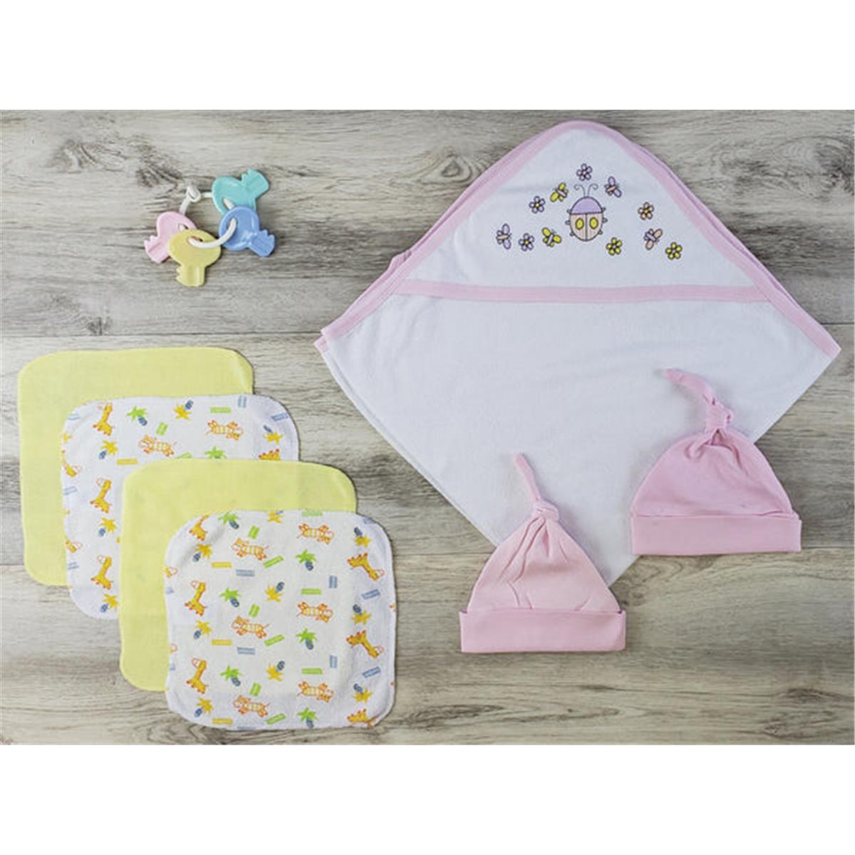 Picture of Bambini LS-0626 Hooded Towel&#44; Hats & Wash Coths&#44; Yellow & Pink - Newborn