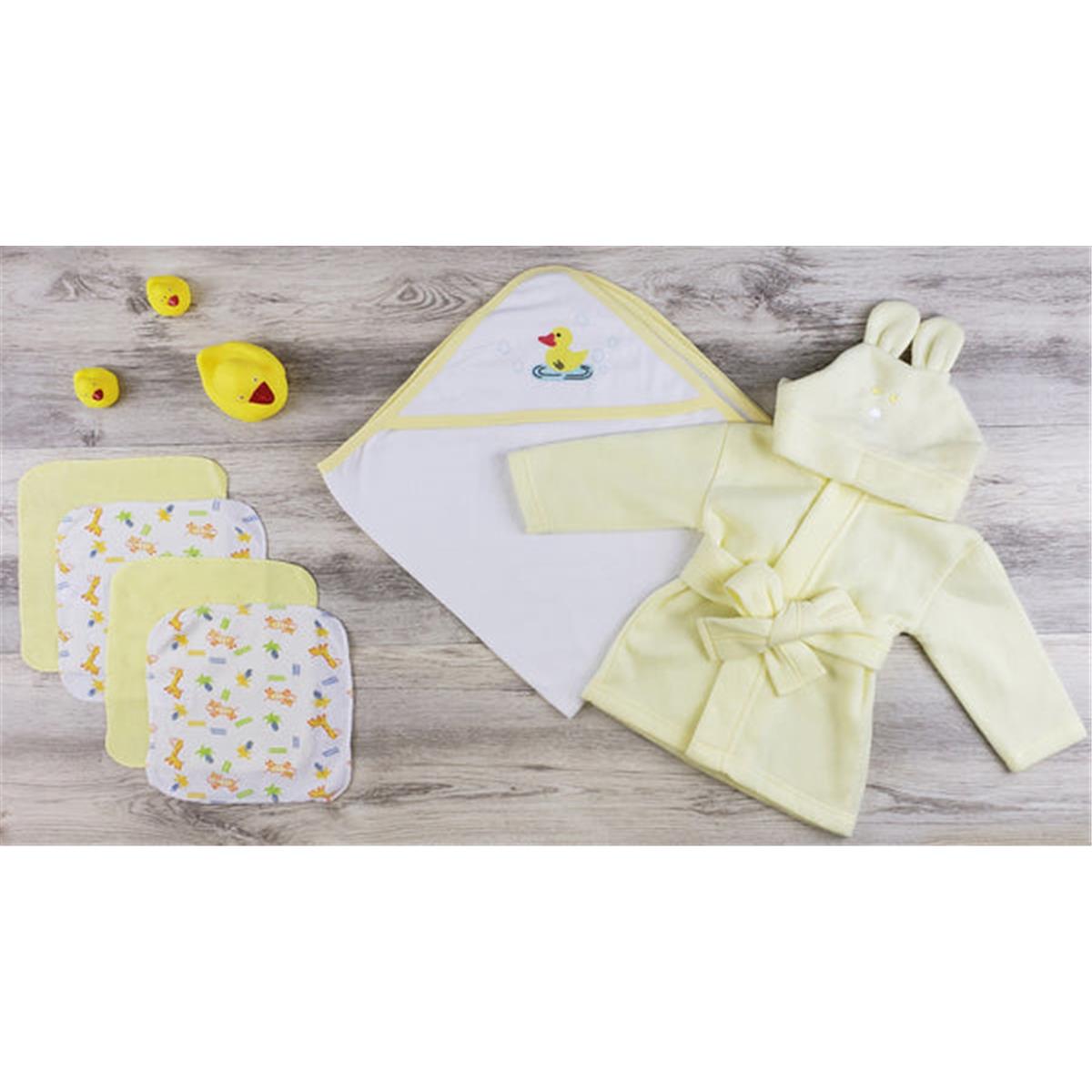 Picture of Bambini LS-0636 Hooded Towel&#44; Wash Clothes & Robe&#44; Yellow & White - Newborn