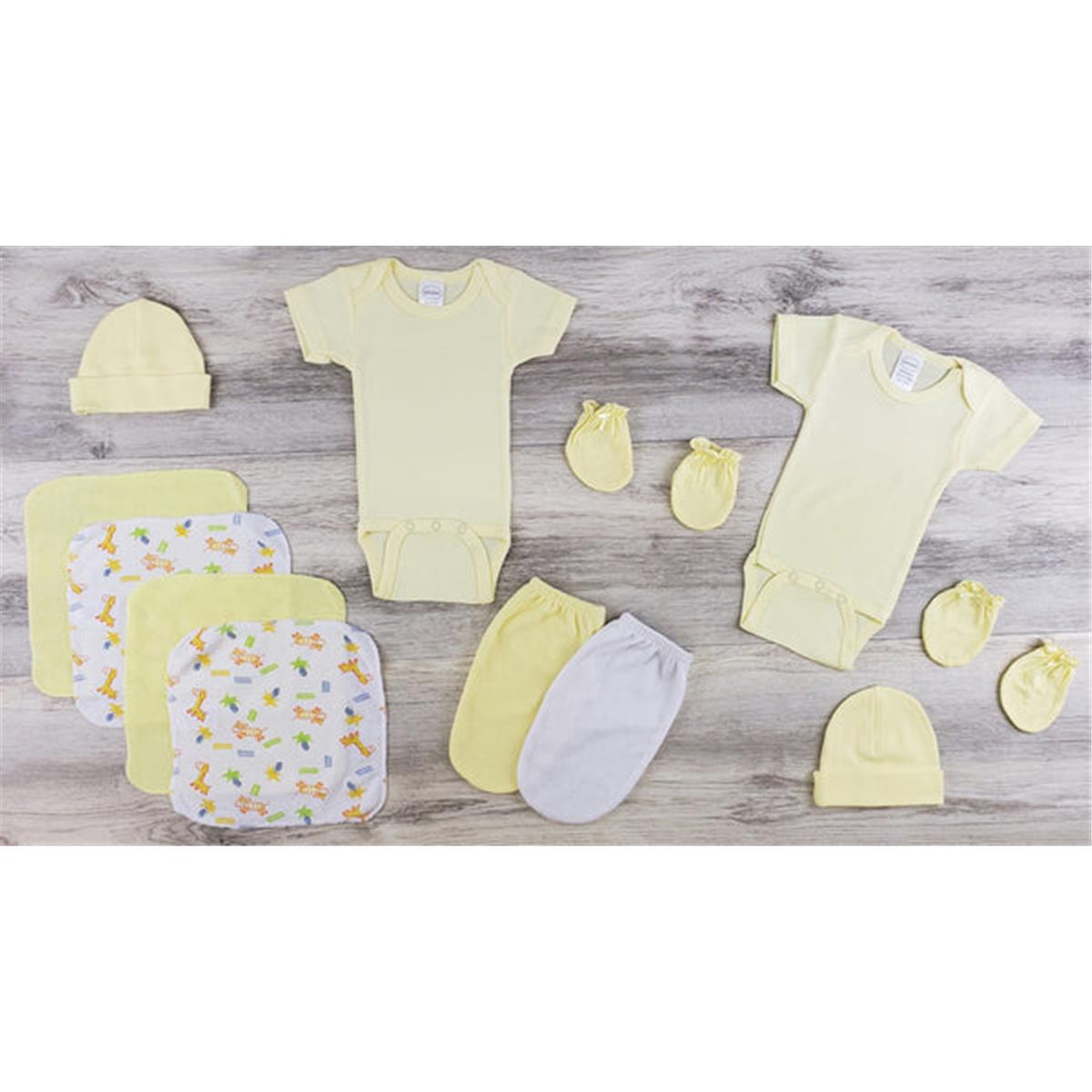 Picture of Bambini LS-0637 Hooded Towel&#44; Bath Mittens&#44; Hats & Mittens&#44; Yellow & White - Newborn