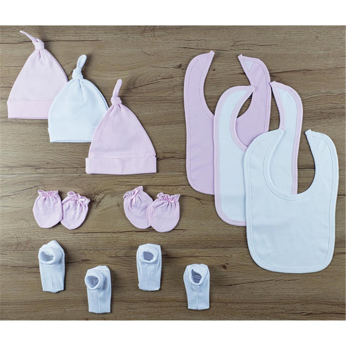 LS-0642 Bibs, Caps & Booties, Pink & White - Newborn