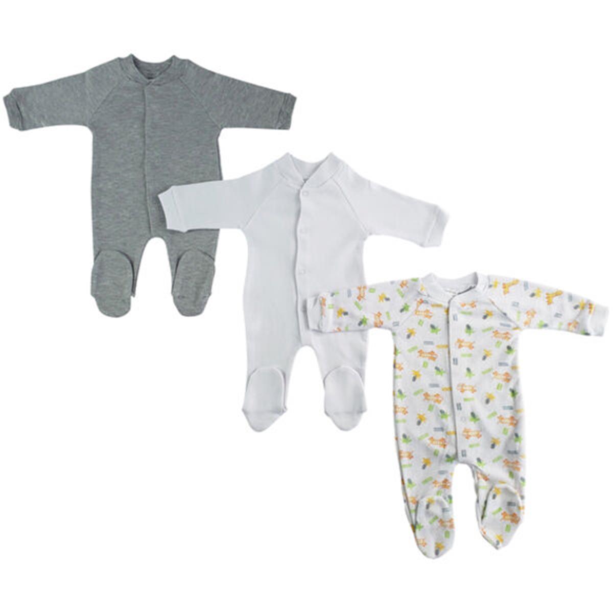 LS-0648M Sleep & Play - White, Grey & Print - Medium - 3 per Pack