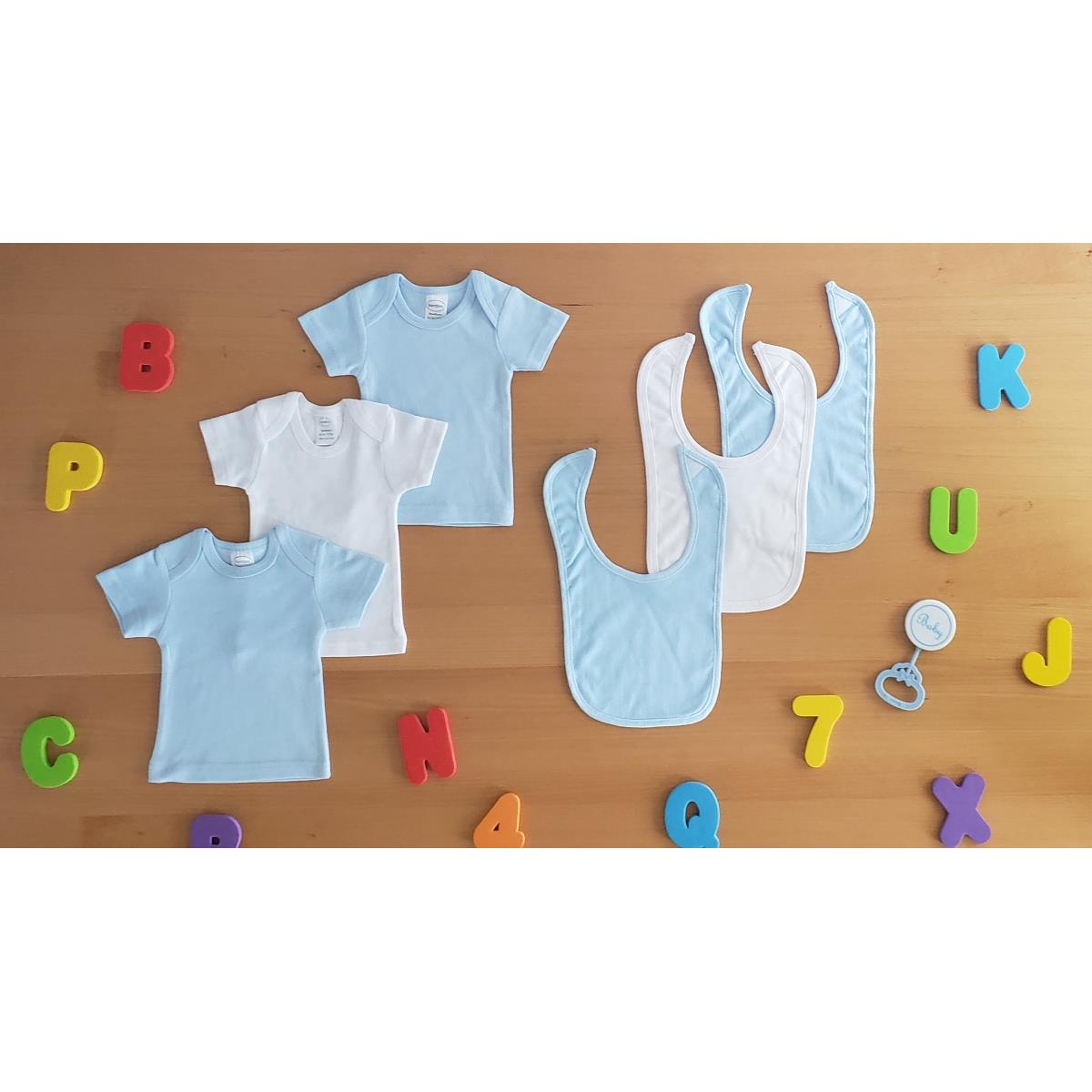 LS-0654M Shirts with Bibs, White & Blue - Medium