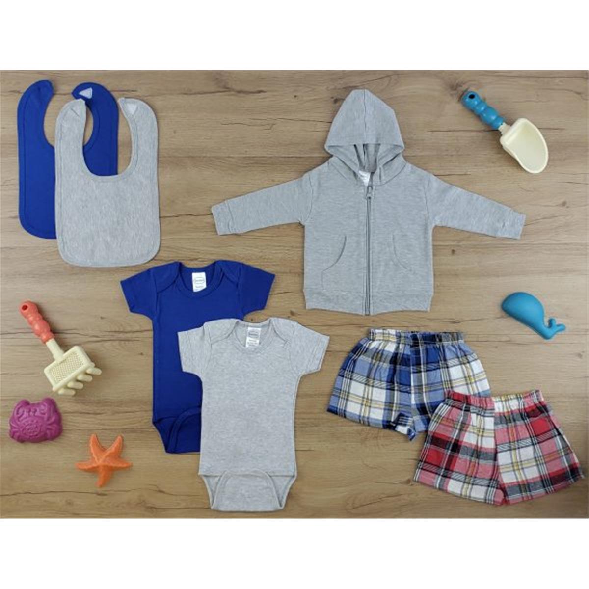 LS-0657M Layette Baby Clothes Set - Heather Grey, Navy & Red - Medium