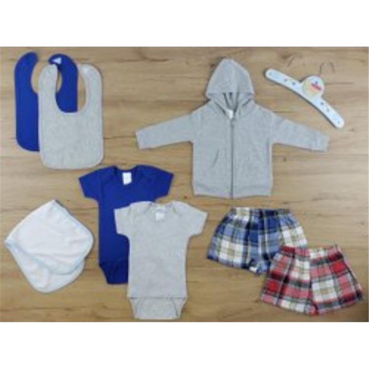 LS-0658M Layette Baby Clothes Set - Heather Grey, Navy & Red - Medium