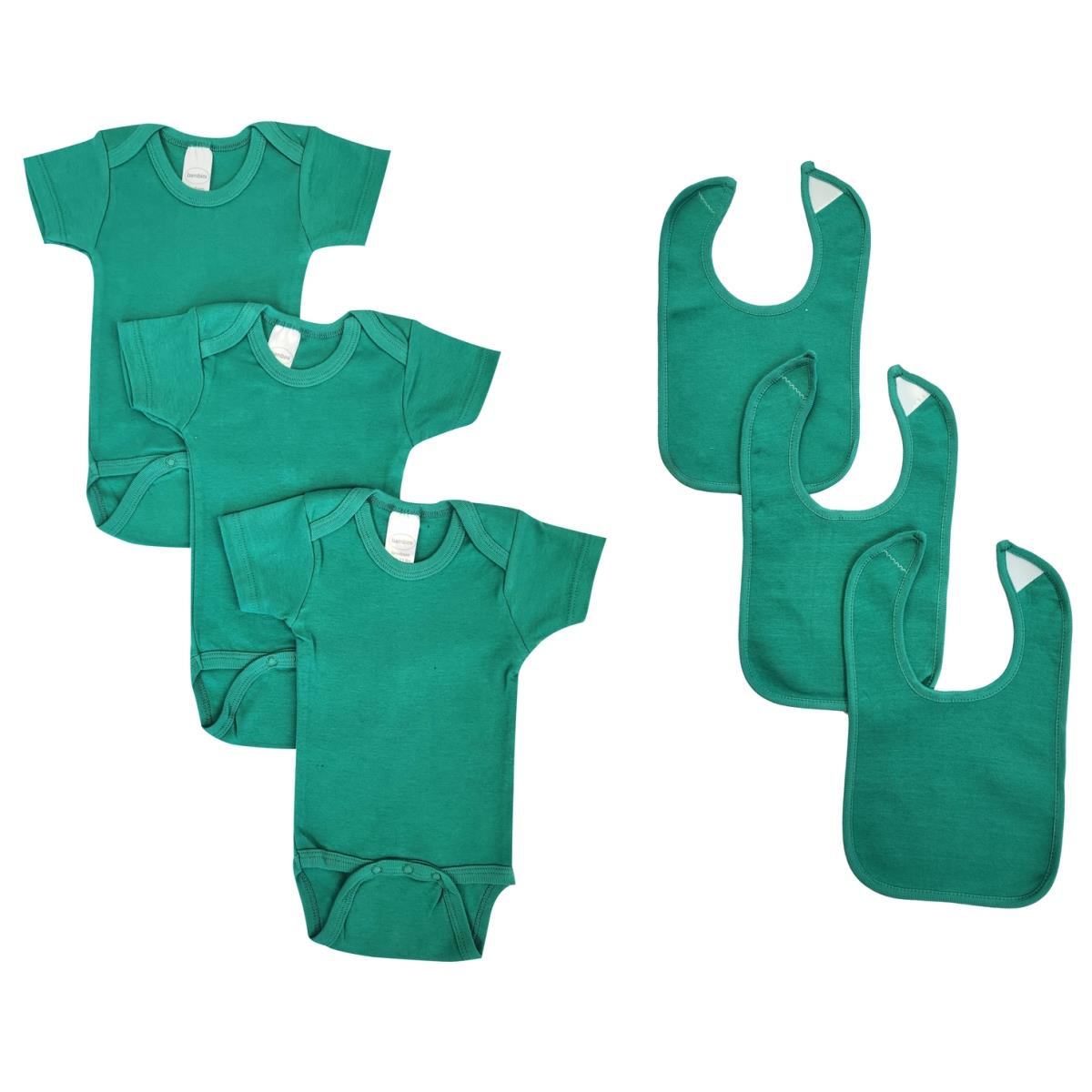 NC-0479M Unisex Baby 6 Piece Onezies & Bibs, Green - Medium