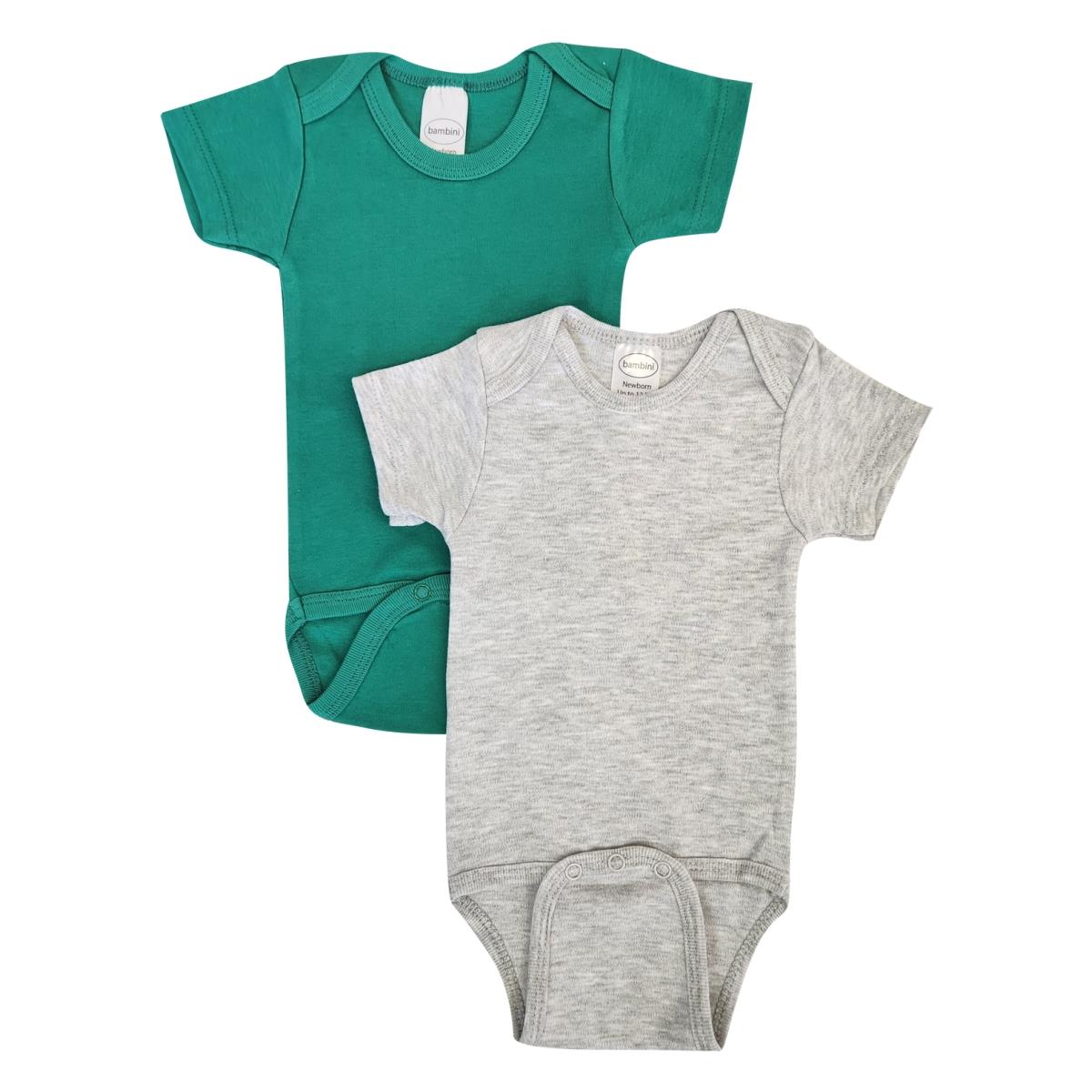 NC-0480M Unisex Baby 2 Piece Onezies Bodysuit, Green & Grey - Medium