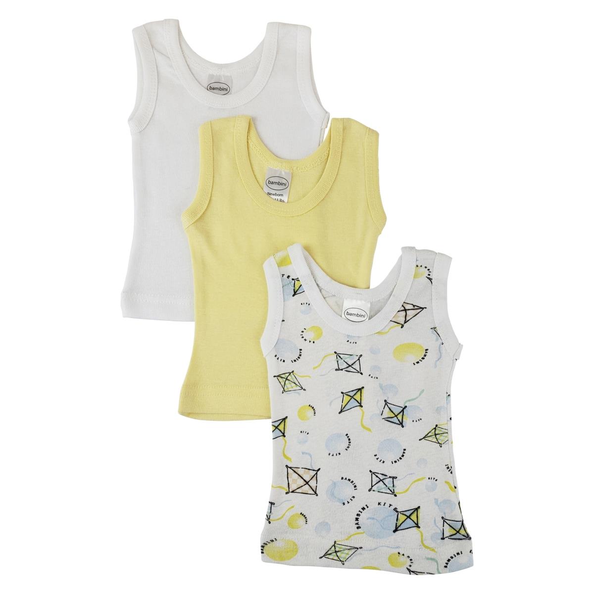 NC-0483S Unisex Baby 3 Piece Tank Tops, White - Small