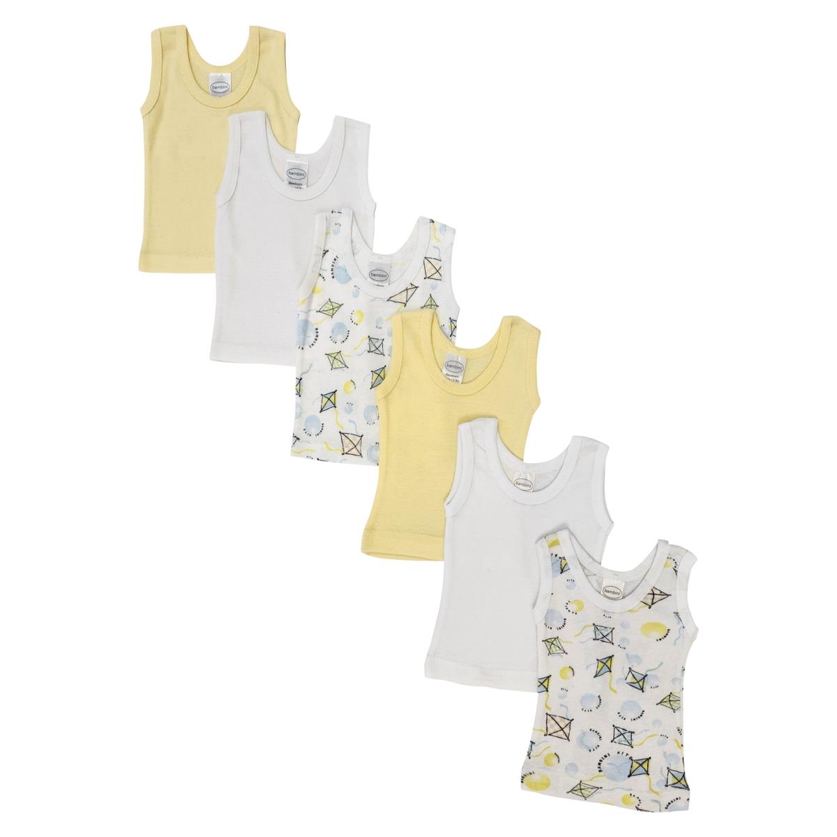 NC-0484M Unisex Baby 6 Piece Tank Tops, White - Medium