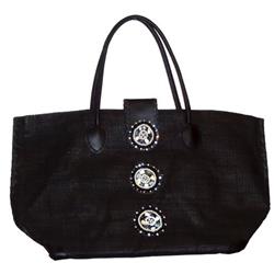 Picture of Bamboo54 30006 Black Encrusted Circles Tote Bag